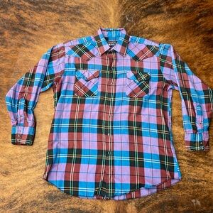 Vintage Panhandle Slim Men’s Pearl Snap With Dark Bold Colored Plaid
